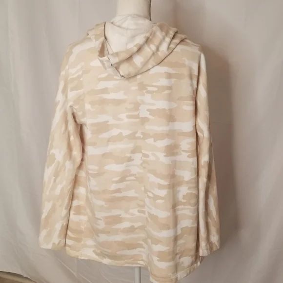 Lucky Brand Camouflage Open Front Lightweight Hooded Fleece Lined Sweatshirt S - Picture 5 of 11